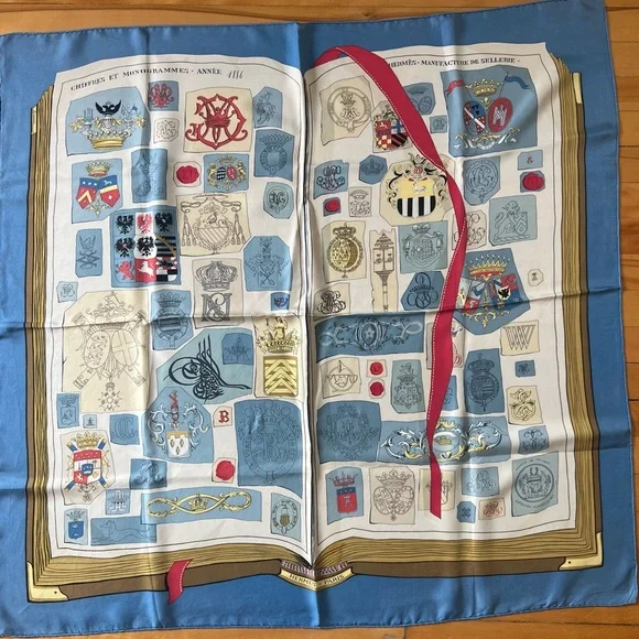 Hermes Blue and Red Scarf - Picture 1 of 1